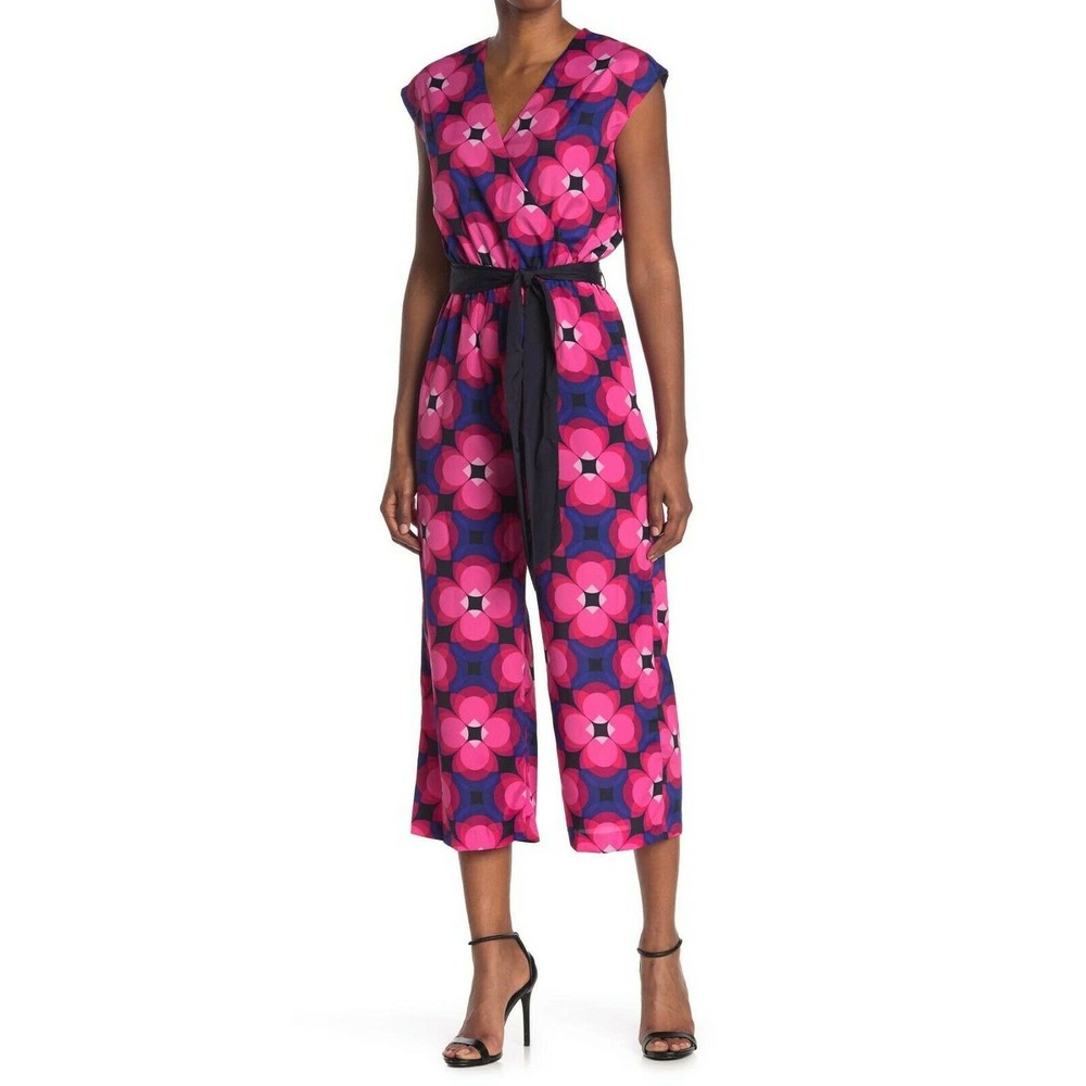 NWT- Trina Turk Womens Benvolio Cropped Jumpsuit Pin Cap Sleeve Pocket 8